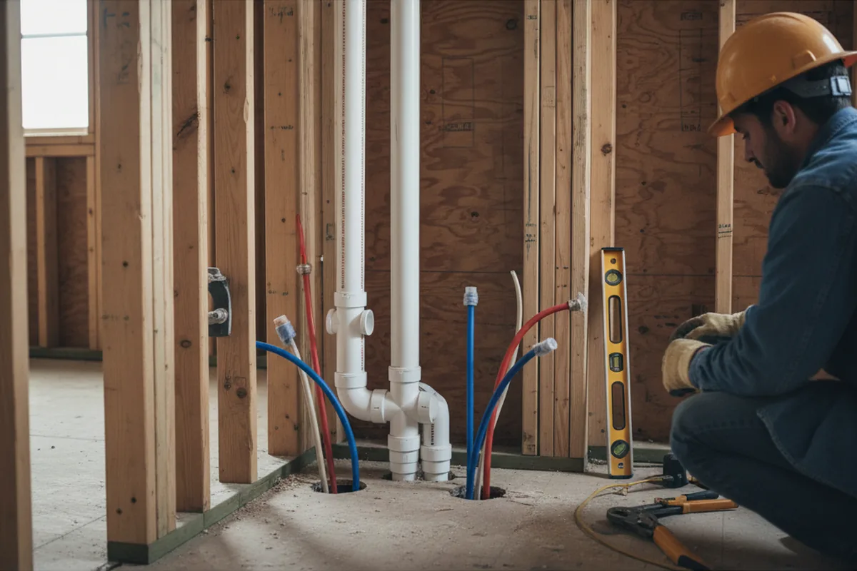 Drain and supply rough-in during Garbage Disposal Repair in Treichlers