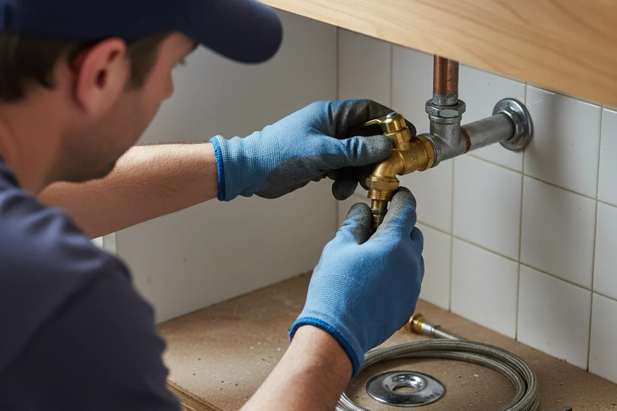 Shutoff valve and fitting work during Burst Pipe Repair in Treichlers